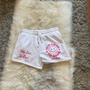 White Graphic Print Shorts